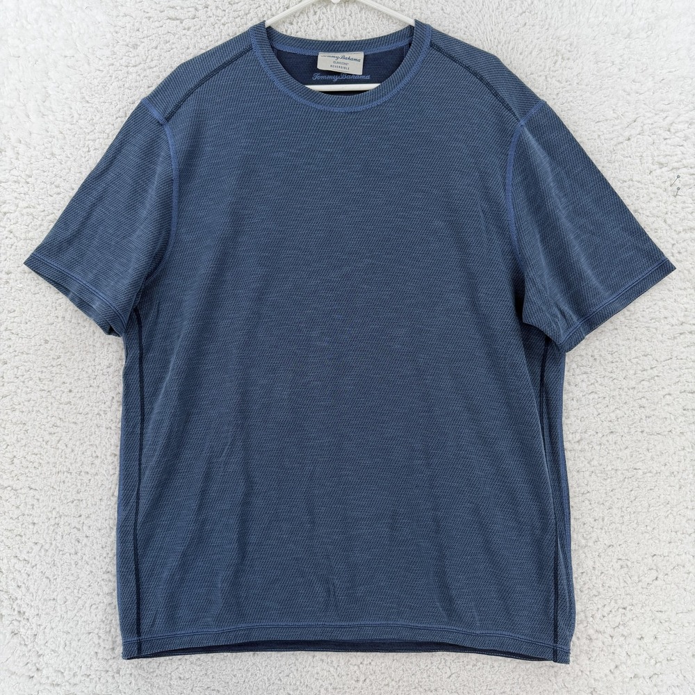 Tommy Bahama Shirt Mens XL Blue IslandZone Reversible T-Shirt Logo Crew Neck